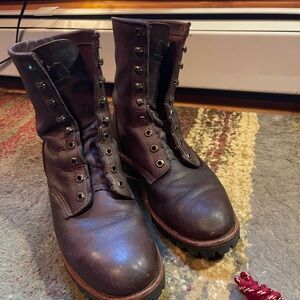 Chippewa Dark Brown Leather Logger Boots